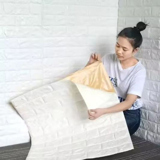 PE Foam 3D Wall Brick Sheet Self-Adhesive Waterproof White
