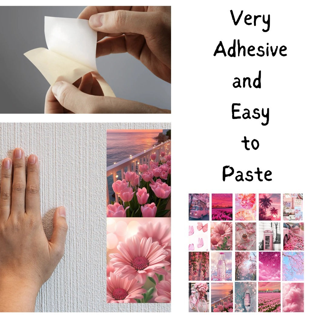 Pack Of 20 Pink Wall Collage Set Aesthetic Stickers