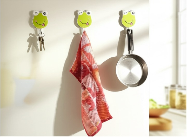 Pack of 3 Cartoon Wall Hooks – Waterproof, Heavy Duty, No-Drill