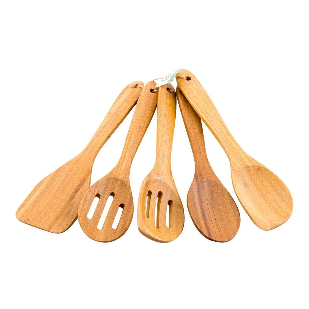 Pack of 4 Wooden Spoons - Light Brown Kitchen Tool Set