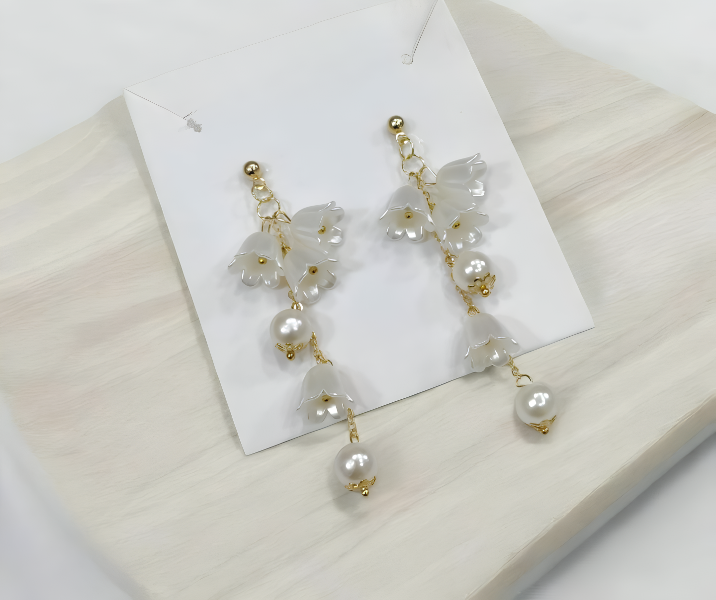 Pearl Korean Flower Earrings For Women - Elegant White