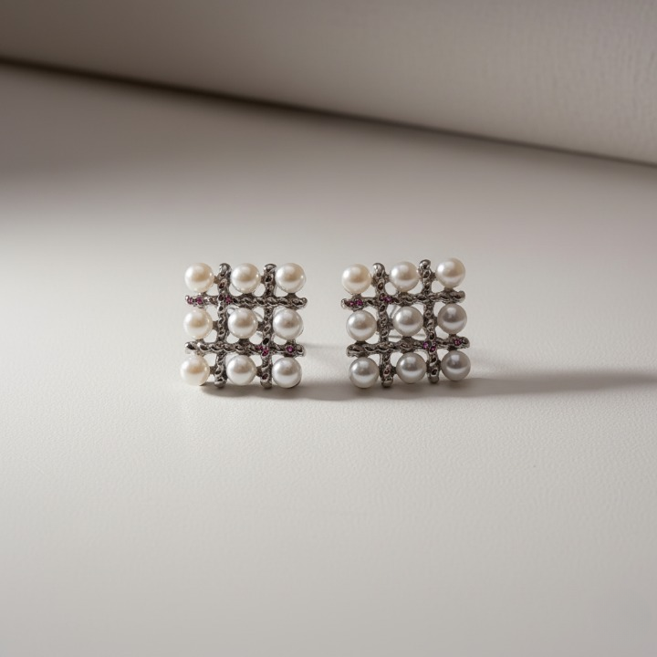 Pearl Square Korean Earrings – Elegant Women’s Jewelry