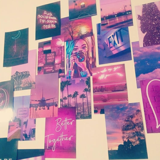 Pink Aesthetic Photo Cards 21-Pack 4x6 Wall Decor