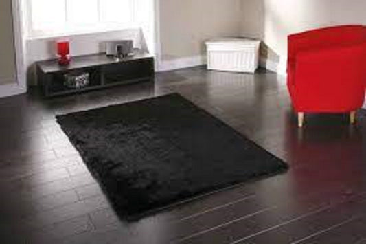 Plain Fluffy Soft Carpet 60x60cm Black Bedroom Rug
