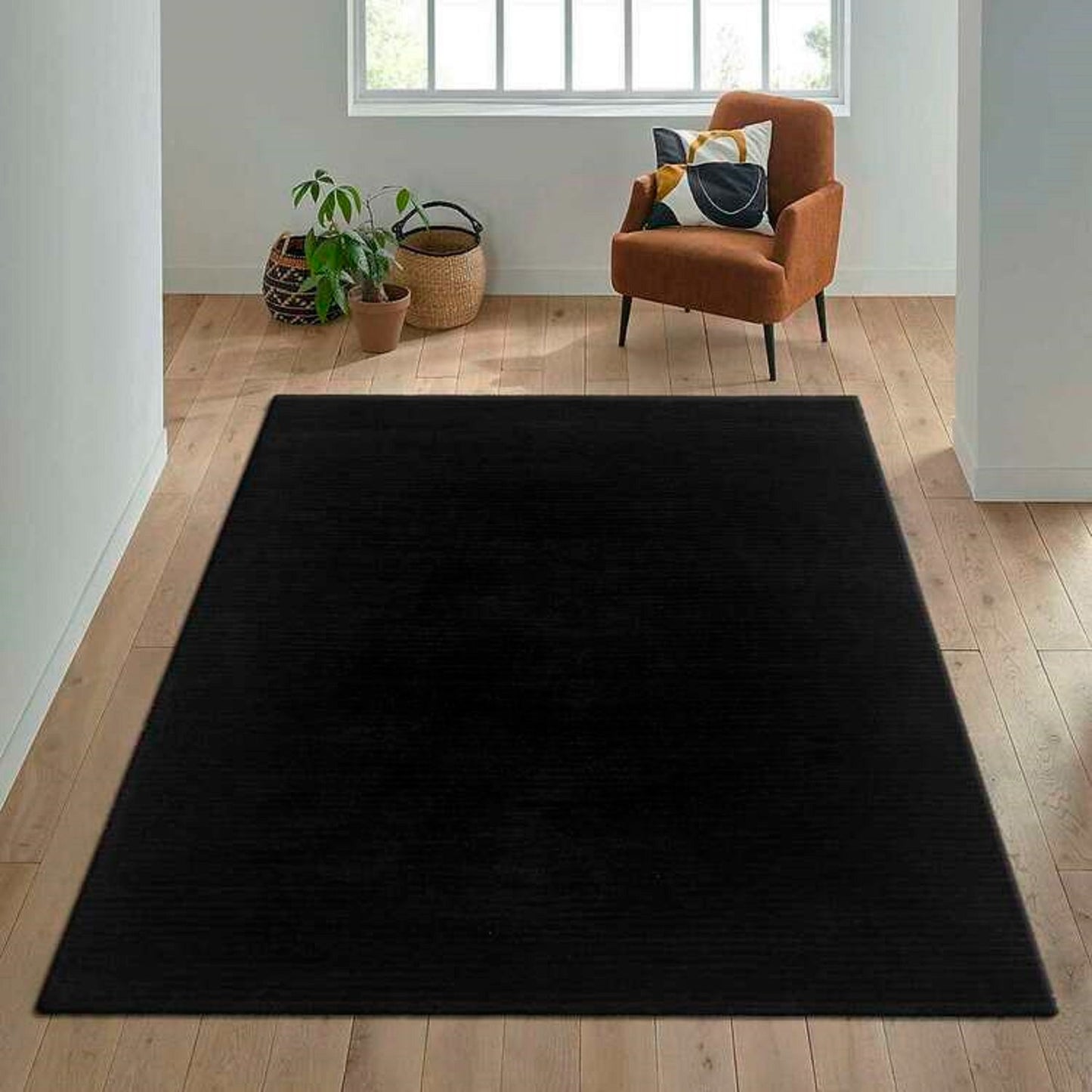 Plain Fluffy Soft Carpet 60x60cm Black Bedroom Rug