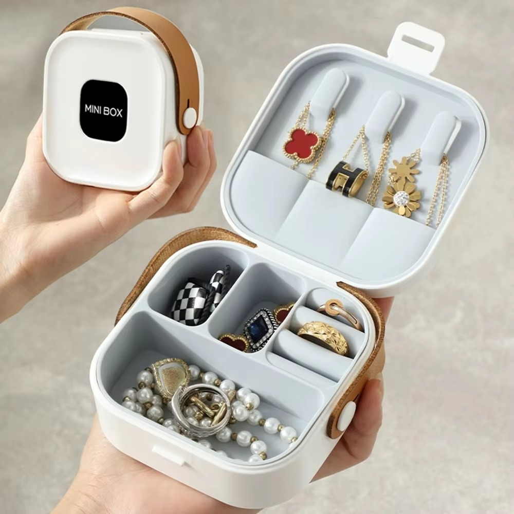 Portable Jewelry Organizer Box with Mirror – Travel Storage