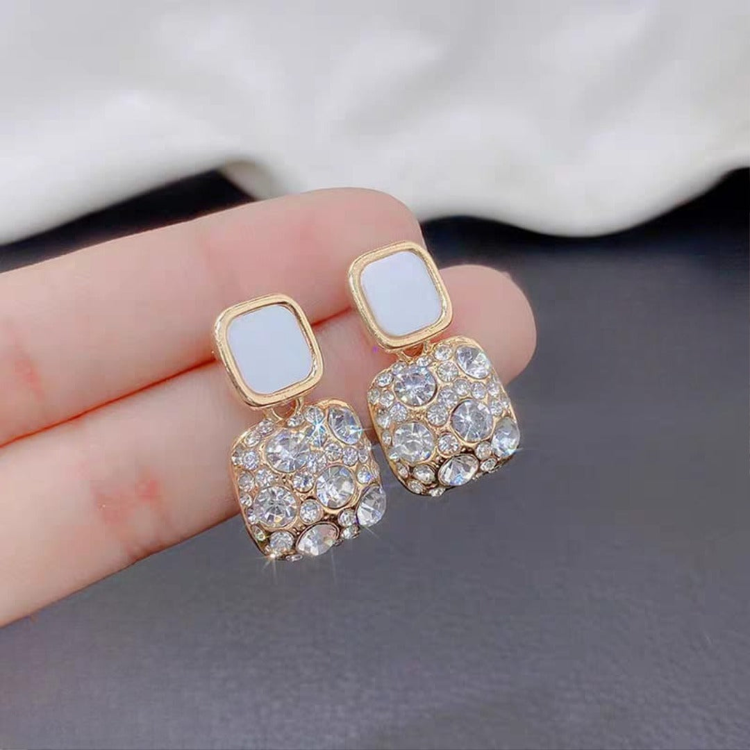 Rhinestone Square Earrings – Elegant Women’s Fashion Jewelry