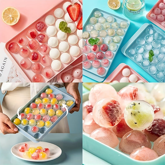 Round Ice Cube Tray Mold - Pink & Blue Plastic Sphere Maker