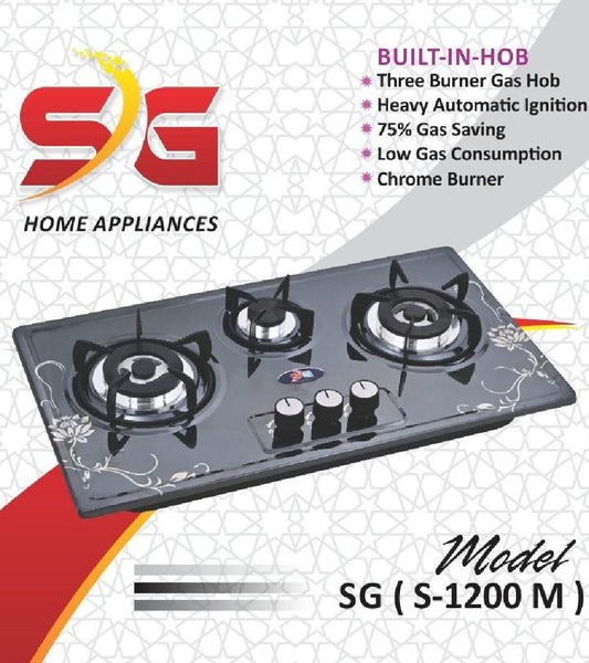 SG Stainless Steel 3 Burner Gas Hob S-1200 | Demanding Series