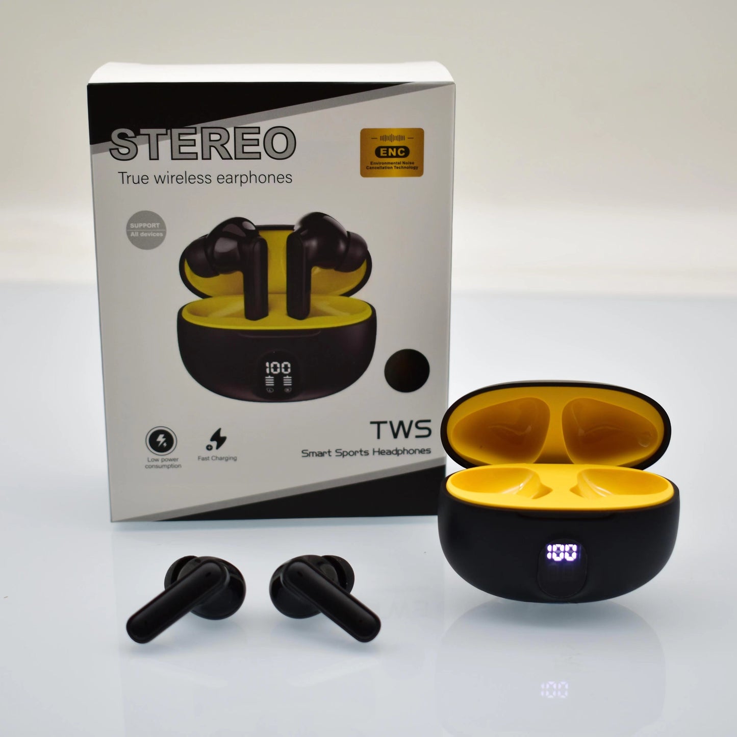 STEREO 895B Bluetooth 5.3 Earbuds with LED Display & Mic