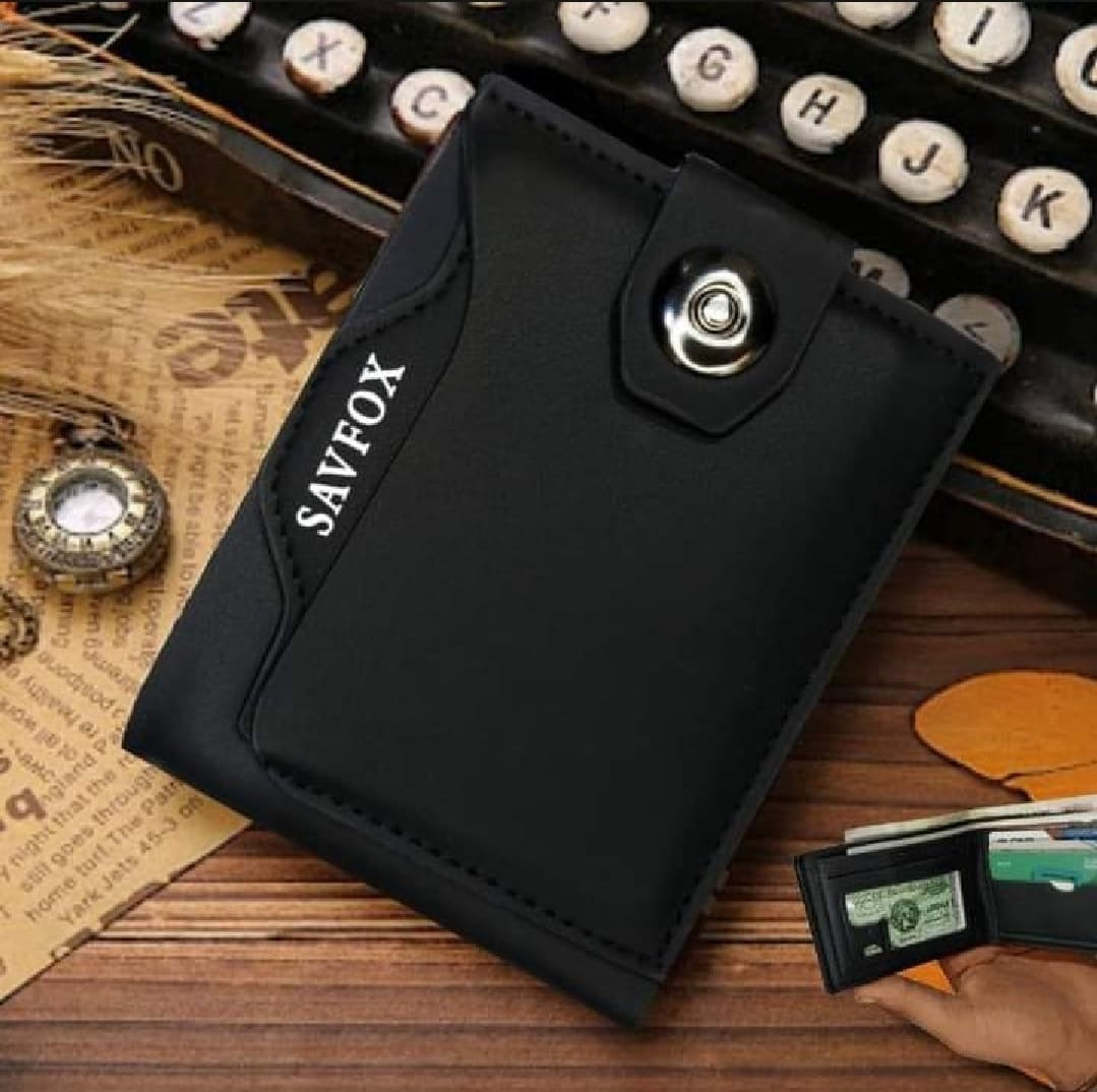 Savfox PU Leather Slim Card Holder Wallet For Men - Black