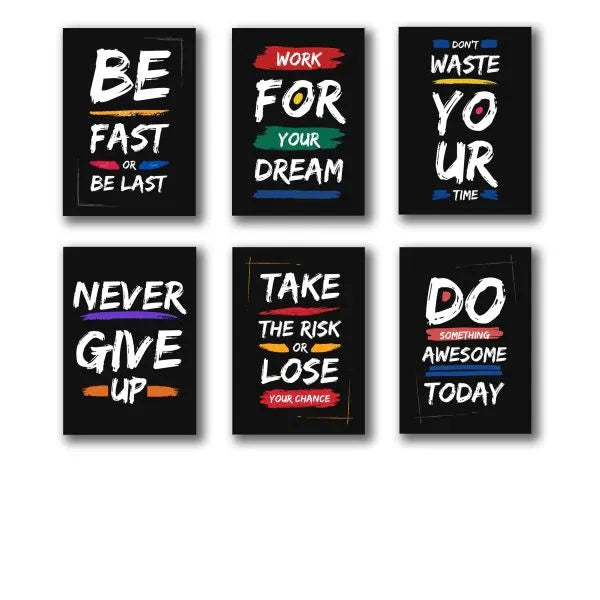 Set Of 6 Motivational Wooden Canvas Frames For Wall
