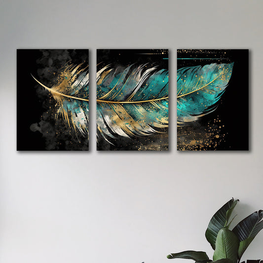 Set of 3 Leaf Art Wooden Frames Wall Decoration