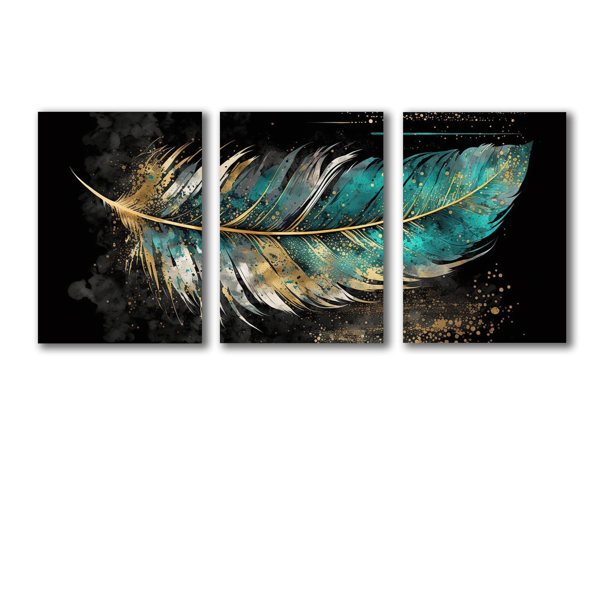 Set of 3 Leaf Art Wooden Frames Wall Decoration