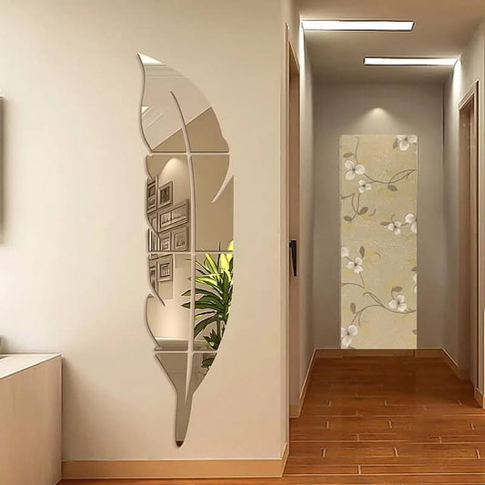 Silver Leaf Mirror Wall Decor Acrylic Decorative Art