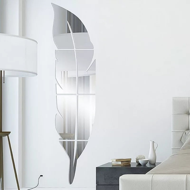 Silver Leaf Mirror Wall Decor Acrylic Decorative Art 1