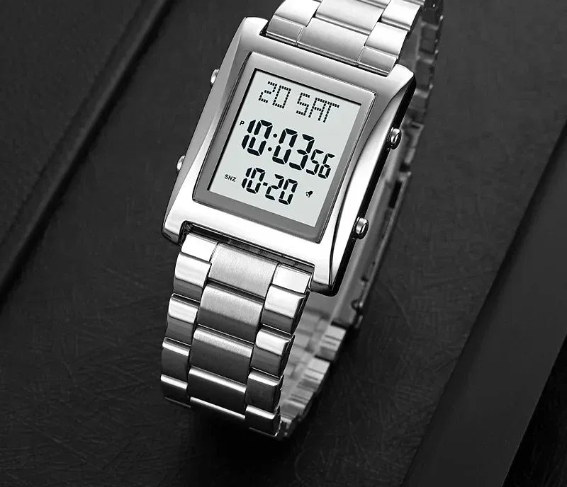 Skmei Men’s Digital Square Stainless Steel Watch