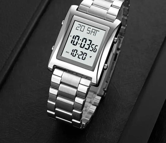Skmei Men’s Digital Square Stainless Steel Watch