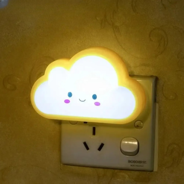 Smiley Cloud LED Plug-In Night Light For Kids
