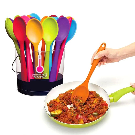 Soft Silicone Long Handle Spoon Cooking Utensil