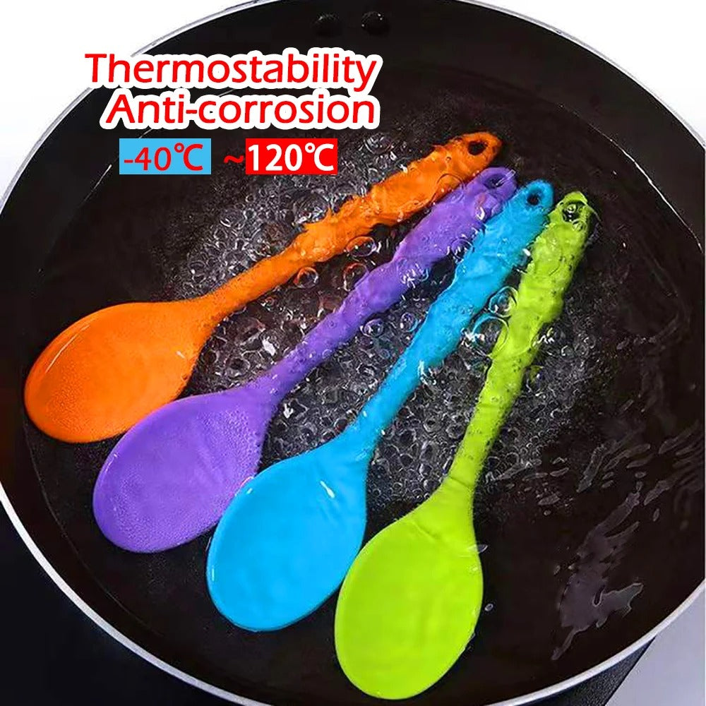 Soft Silicone Long Handle Spoon Cooking Utensil