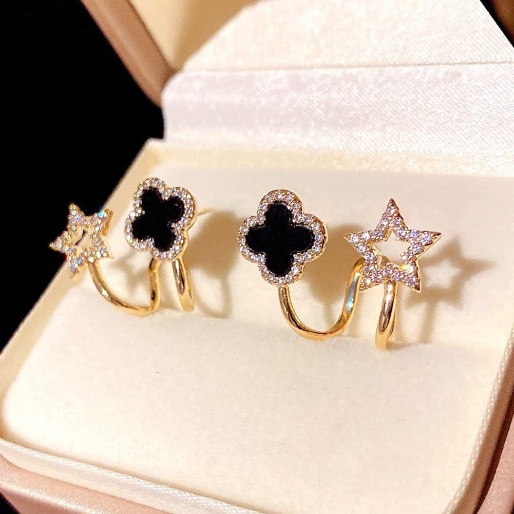 Sparkling Clover Star Earrings – Elegant Gold Plated Jewelry
