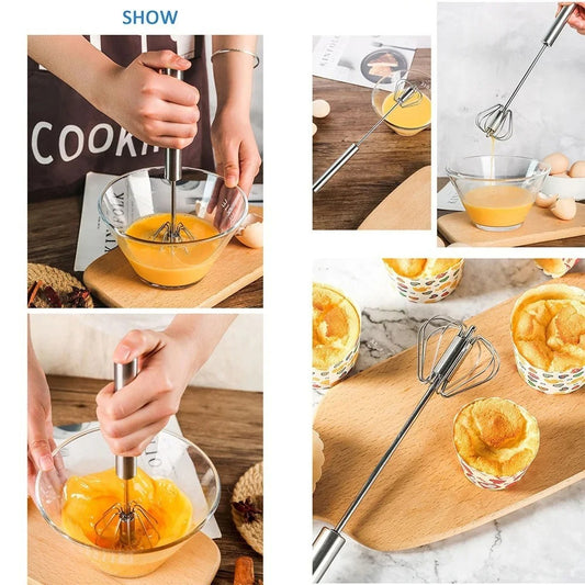 Stainless Steel Semi-Automatic Egg Beater for Easy Mixing