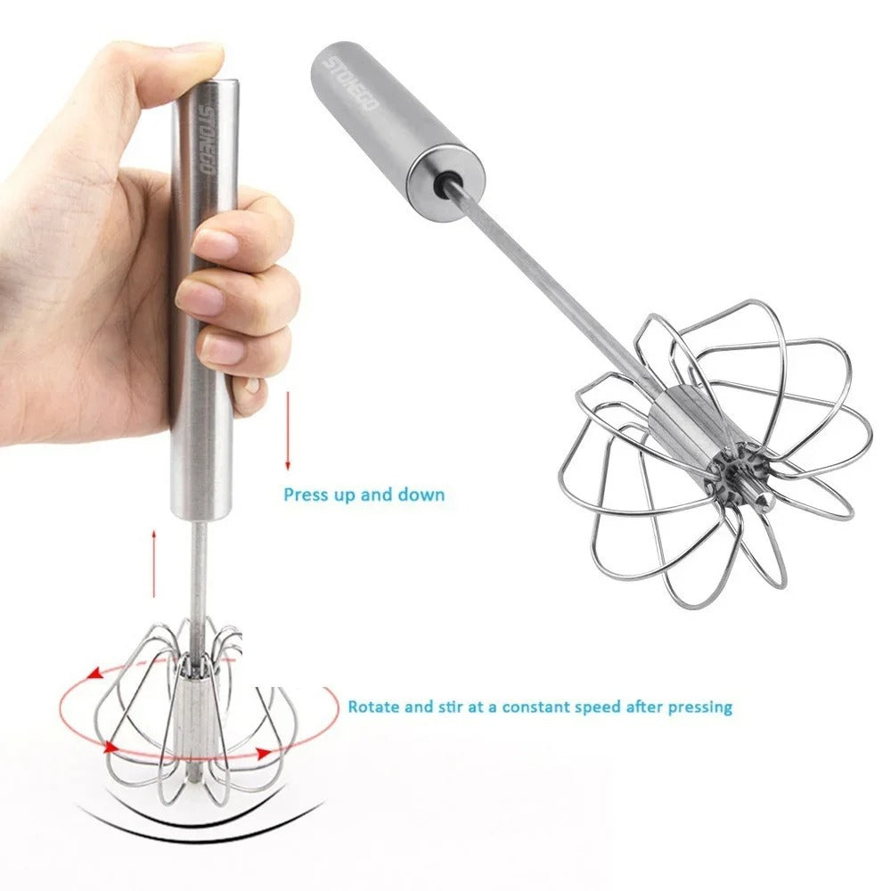 Stainless Steel Semi-Automatic Egg Beater for Easy Mixing