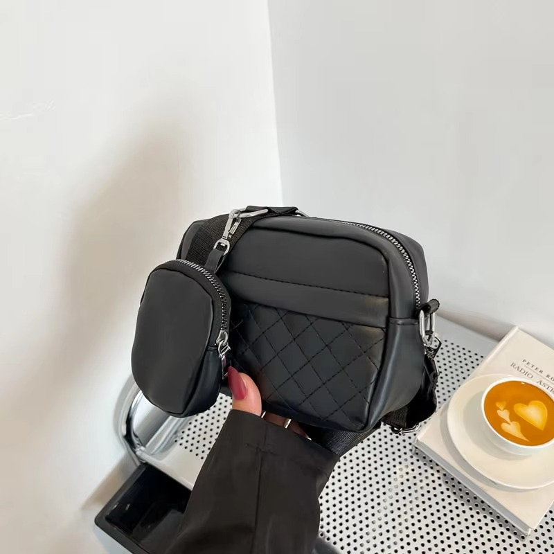 Stylish Convertible Crossbody Bag For Girls - Black PU Leather