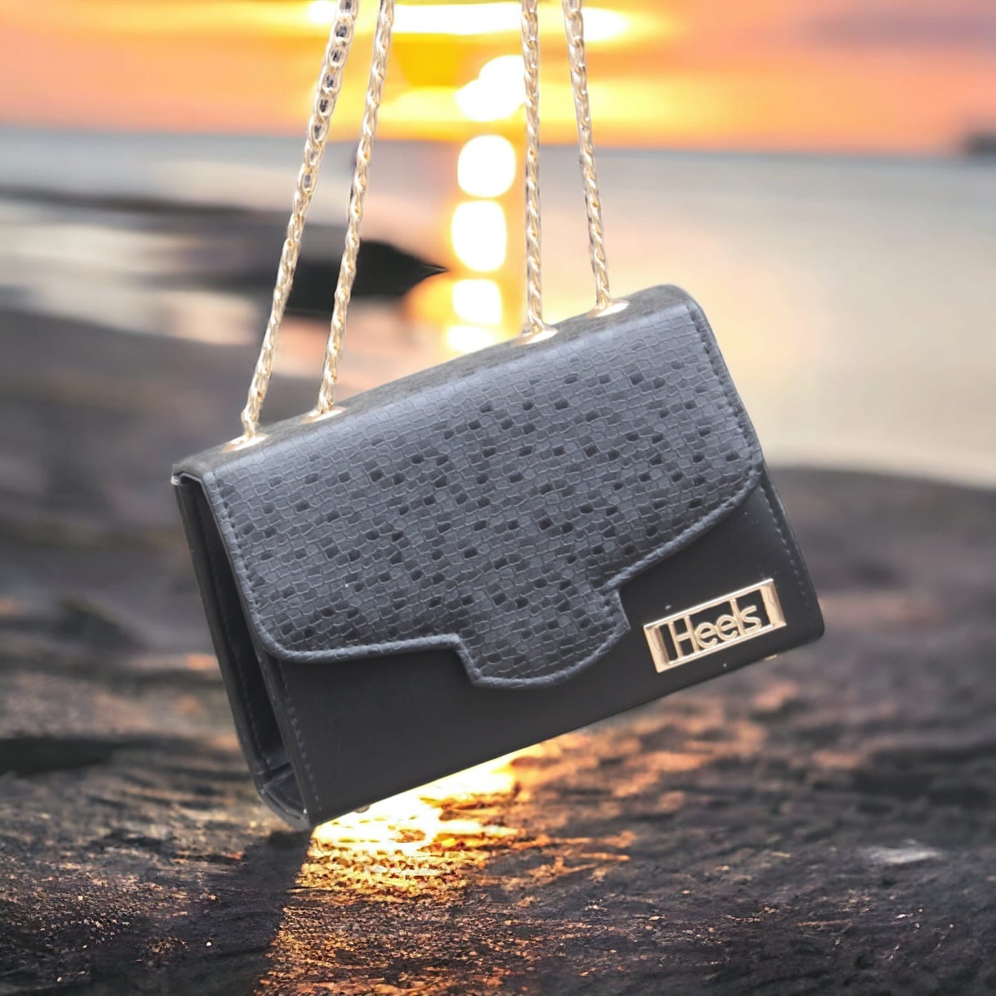 Stylish Hand Bag with Top Handle & Long Strap – Black