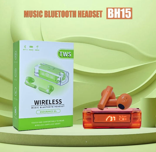 TWS BH15 Transparent Bluetooth Earbuds | Wireless Music Headset