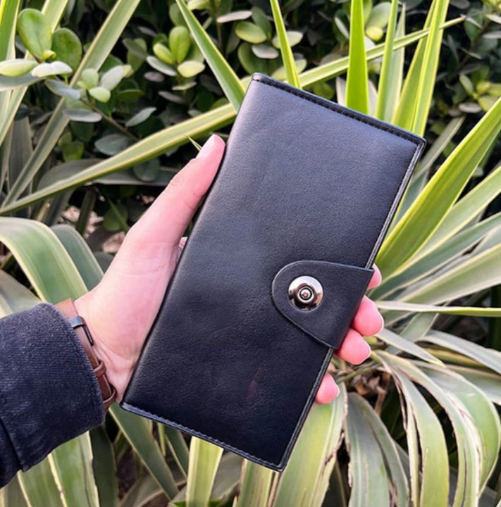 Tri-Fold Pure Leather Long Wallet for Men & Women