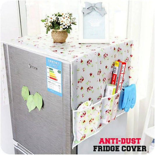 Waterproof Fridge Dust Cover with 6 Pockets Organizer