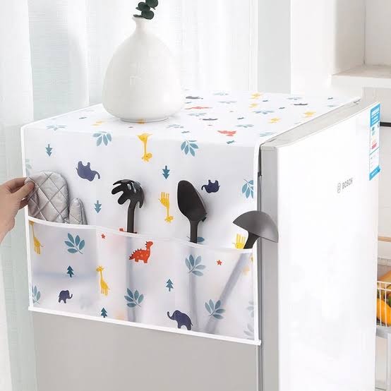 Waterproof Fridge Dust Cover with 6 Pockets Organizer