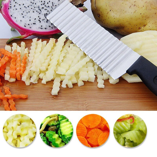Wavy Crinkle Potato French Fry Cutter Stainless Steel Knife