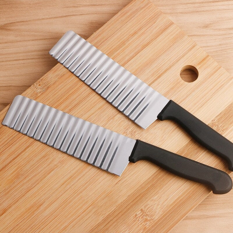 Wavy Crinkle Potato French Fry Cutter Stainless Steel Knife