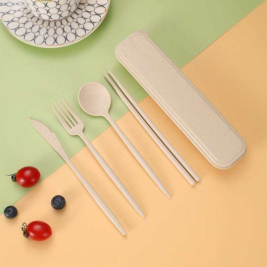 Wheatstraw 4-Piece Cutlery Set Spoon Fork Chopsticks Knife
