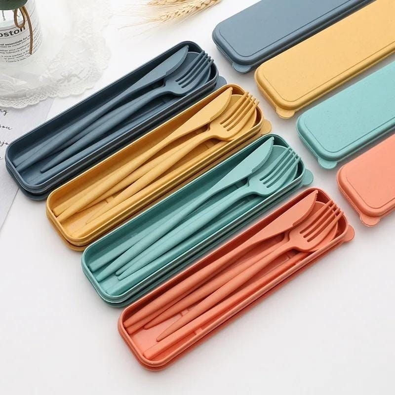 Wheatstraw 4-Piece Cutlery Set Spoon Fork Chopsticks Knife 