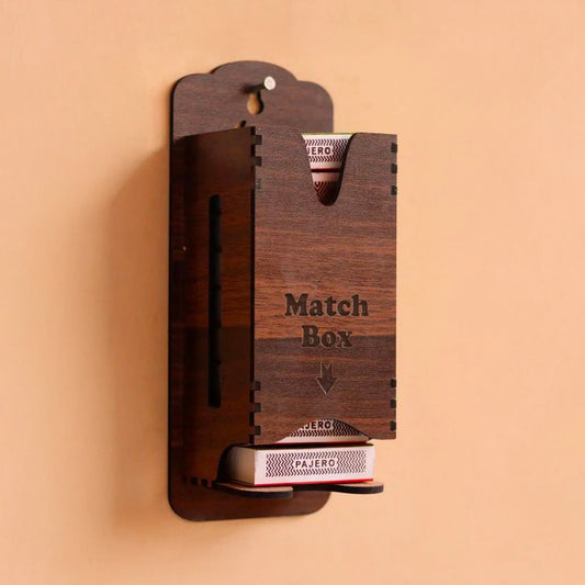 Wooden Wall Mounted Matchbox Holder with 3 Compartments