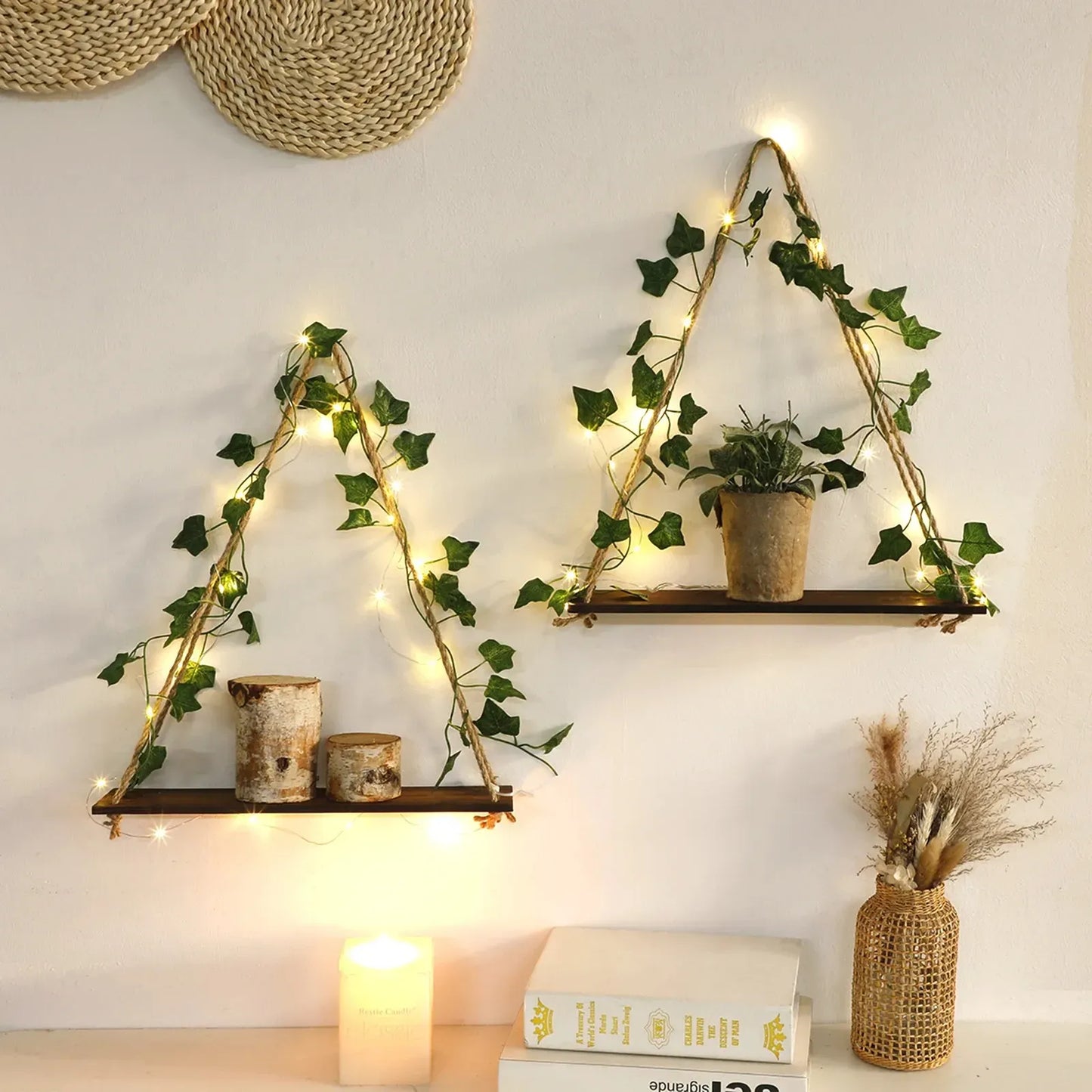 Zii Traders Macrame Wooden Wall Hanging Shelf Home Decor