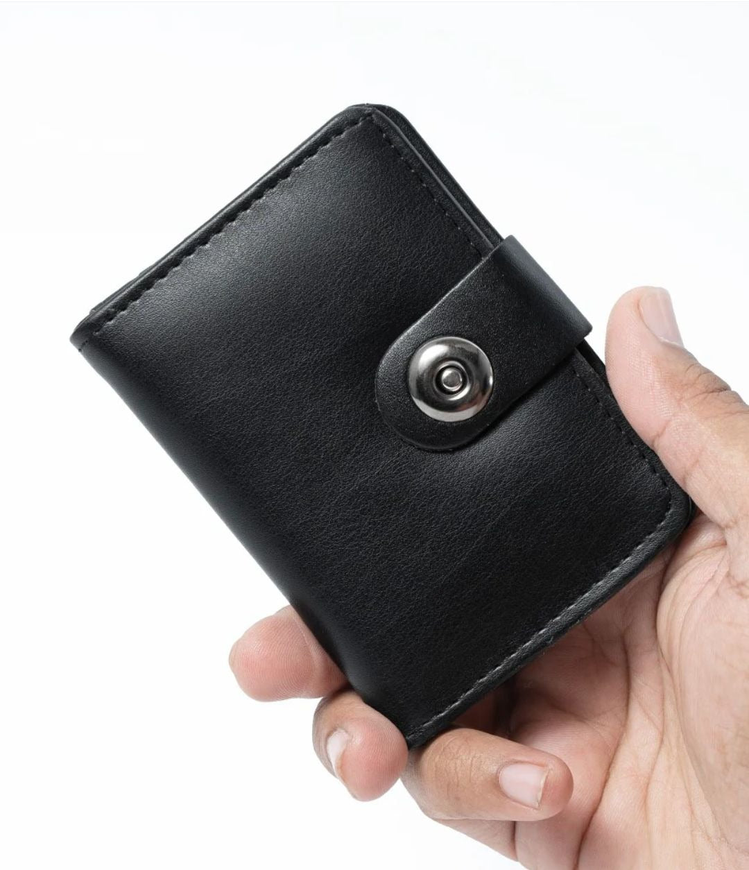 Plain Leather Minimal Button Closure Smart Wallet