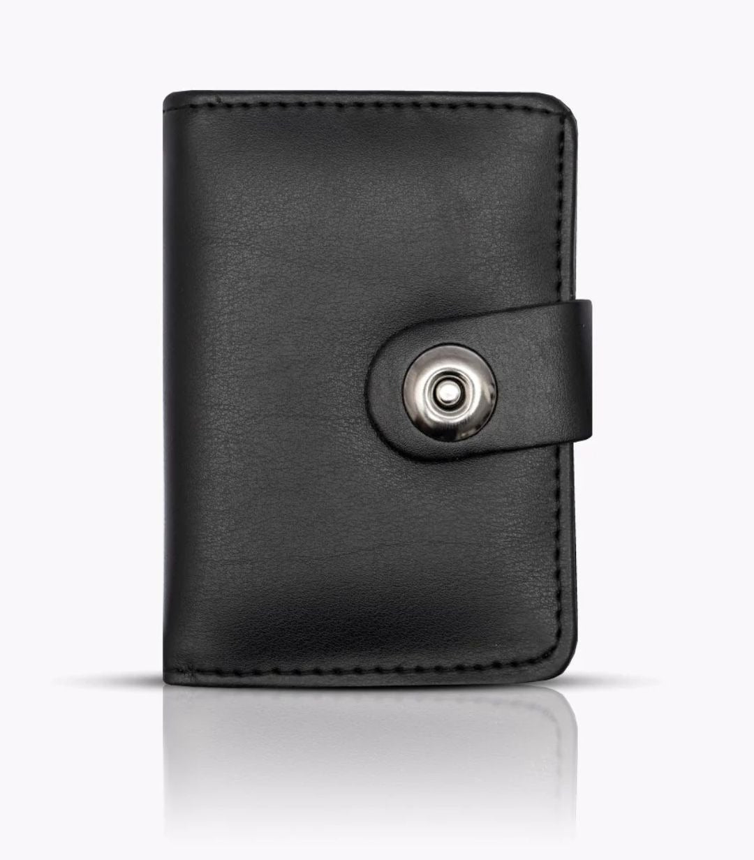 Plain Leather Minimal Button Closure Smart Wallet