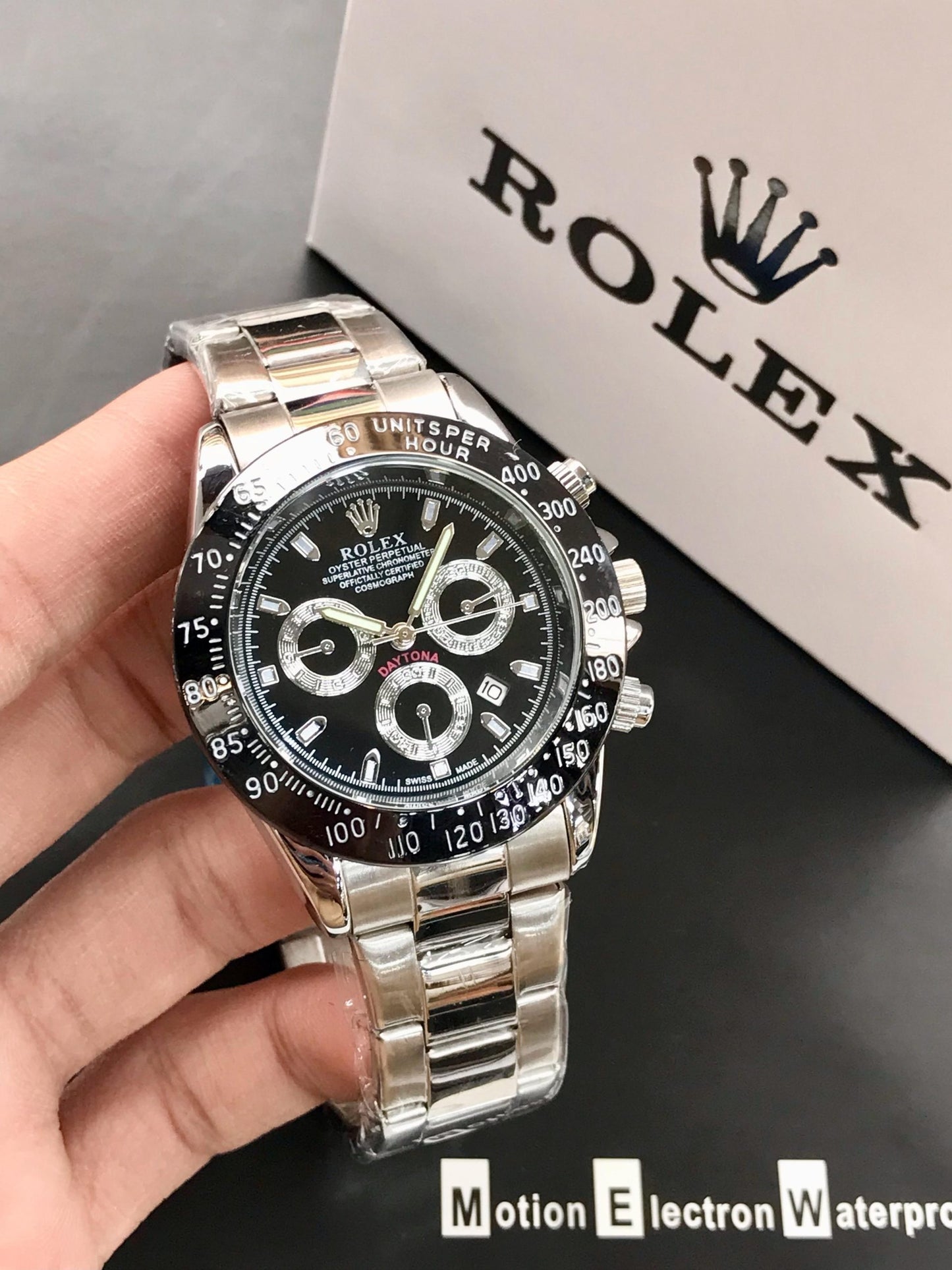 Rolex Daytona Silver Quartz Chronograph Watch For Men