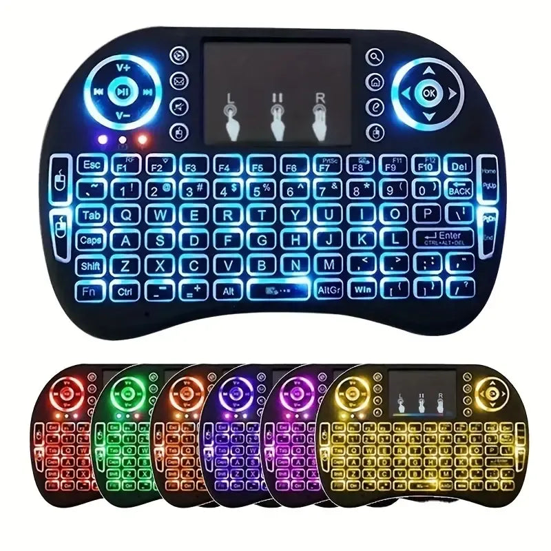 i8 Mini Wireless Keyboard with Touchpad & 7-Color Backlight