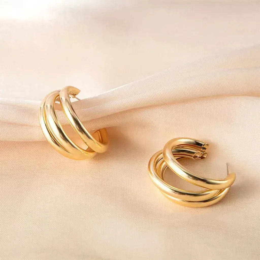 Punk Oval Hoop Earrings For Women - Silver