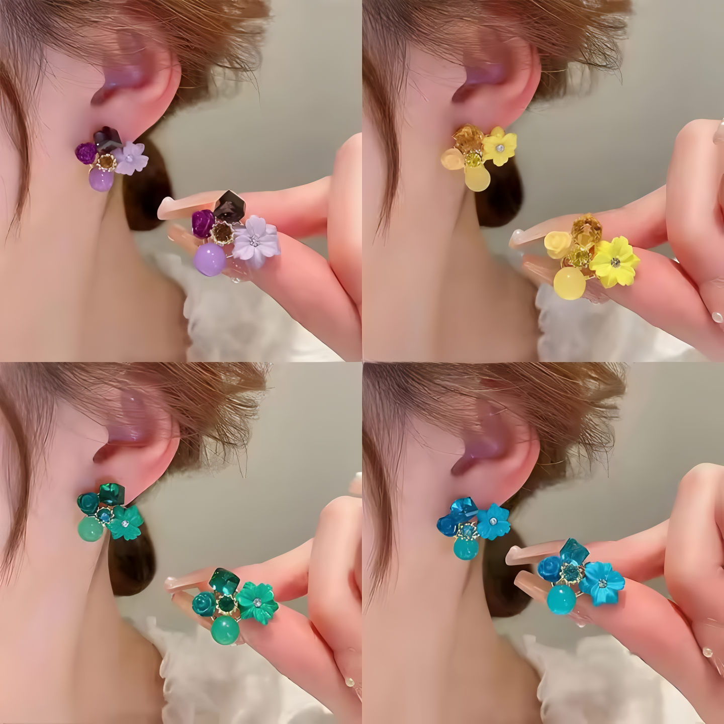 Flower Crystal Korean Earrings – Elegant Women’s Jewelry