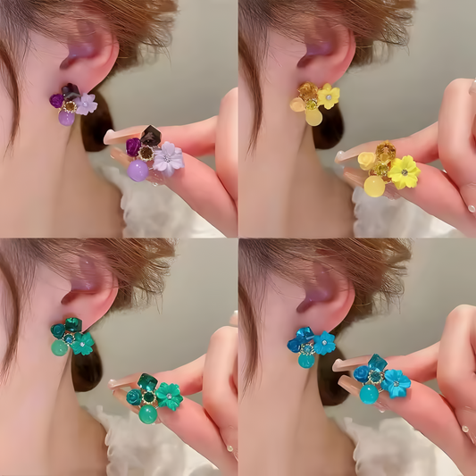 Flower Crystal Korean Earrings – Elegant Women’s Jewelry