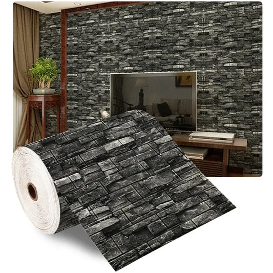 2m 3D Brick Wall Sticker Waterproof Self-Adhesive