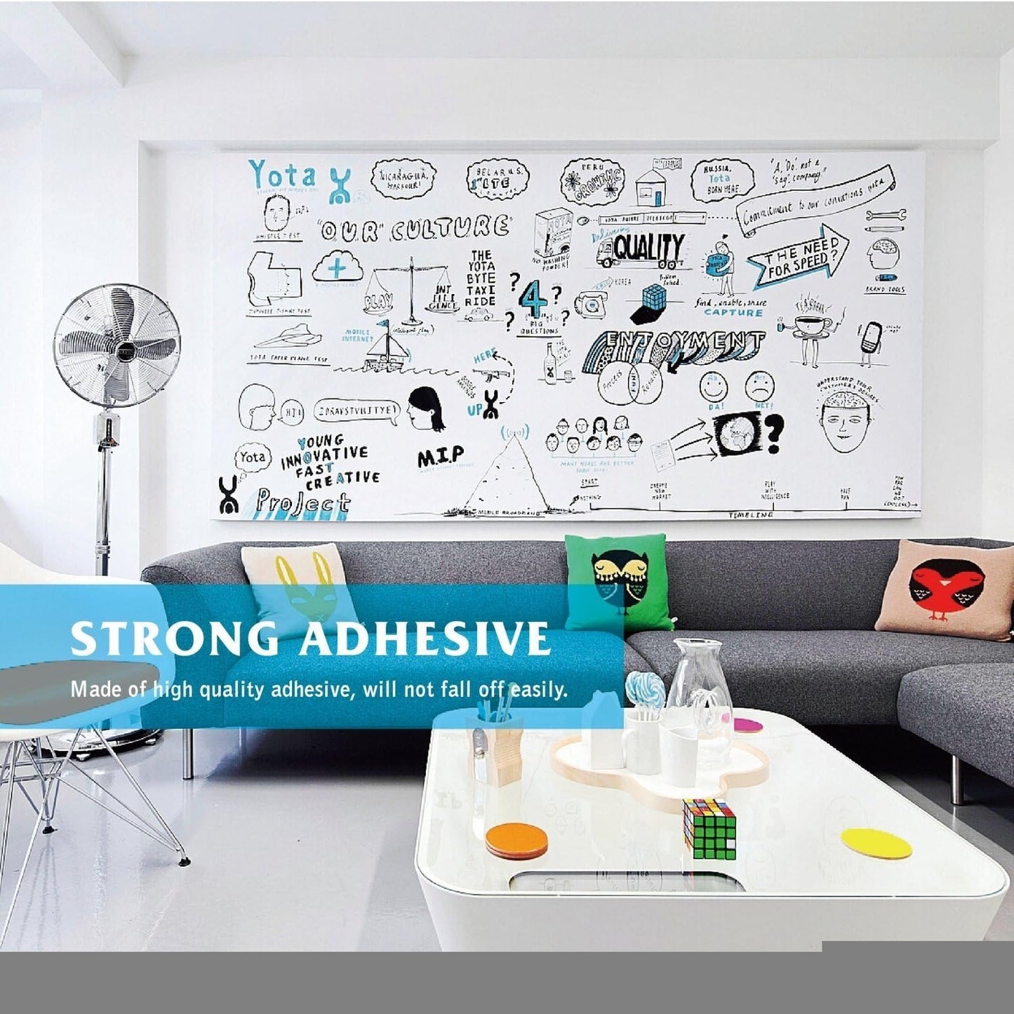Self-Adhesive Whiteboard Wall Decal with Marker