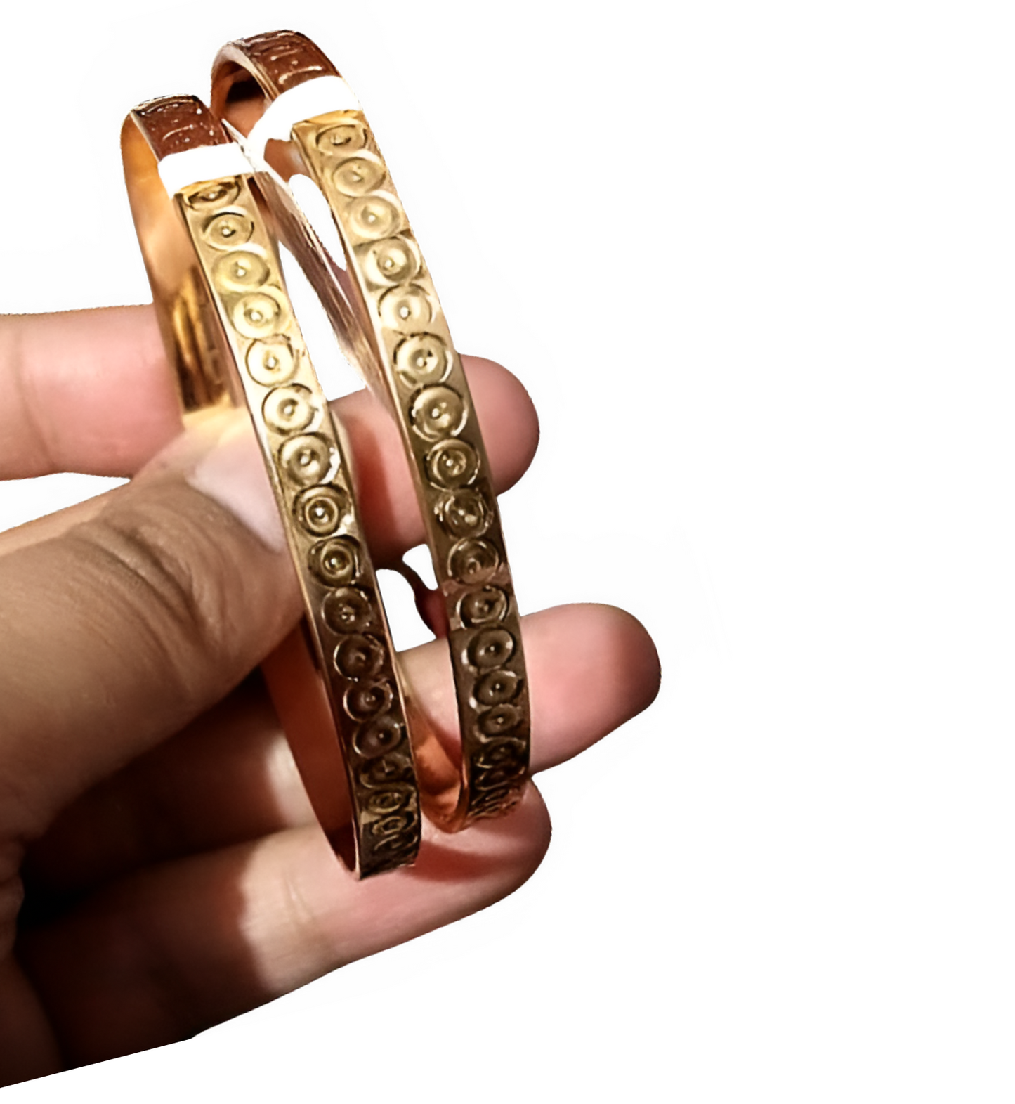 Gold Dotted Circle Bangle Bracelet for Women